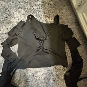 Black cut croptop shein